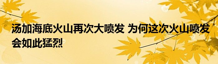 汤加海底火山再次大喷发 为何这次火山喷发会如此猛烈