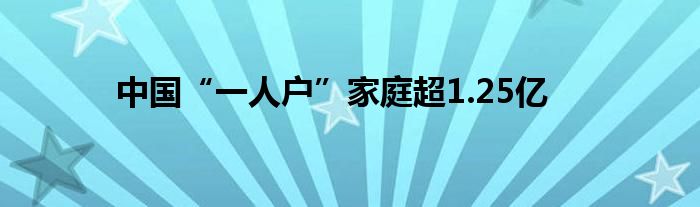 中国“一人户”家庭超1.25亿