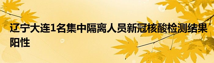 辽宁大连1名集中隔离人员新冠核酸检测结果阳性