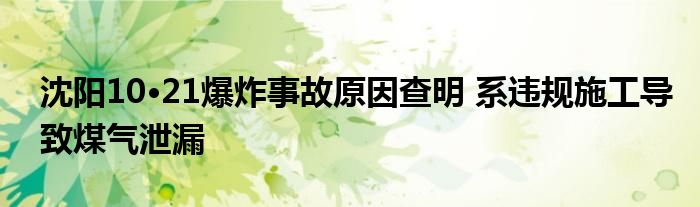 沈阳10·21爆炸事故原因查明 系违规施工导致煤气泄漏