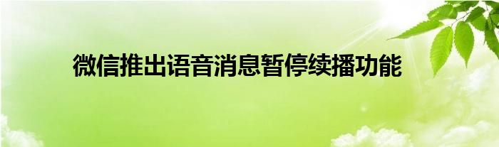 微信推出语音消息暂停续播功能