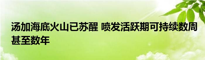 汤加海底火山已苏醒 喷发活跃期可持续数周甚至数年