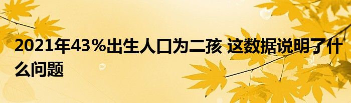 2021年43%出生人口为二孩 这数据说明了什么问题