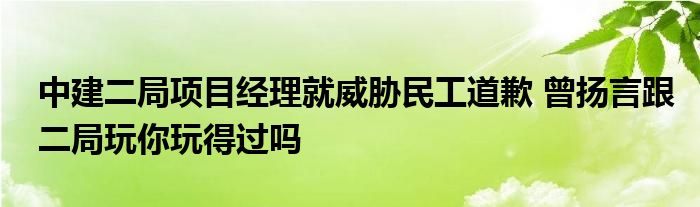 中建二局项目经理就威胁民工道歉 曾扬言跟二局玩你玩得过吗