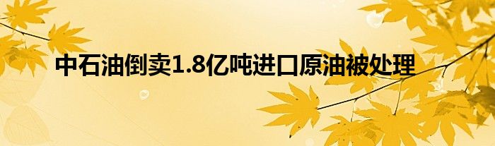 中石油倒卖1.8亿吨进口原油被处理