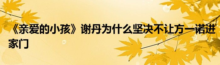 《亲爱的小孩》谢丹为什么坚决不让方一诺进家门