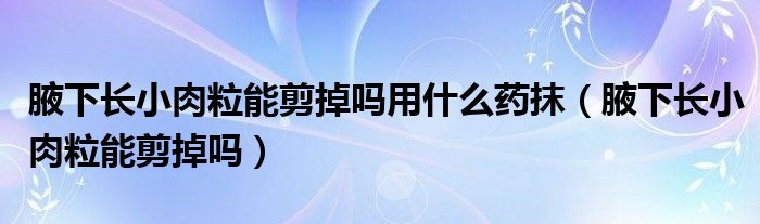 腋下长小肉粒能剪掉吗用什么药抹（腋下长小肉粒能剪掉吗）