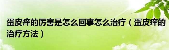 蛋皮痒的厉害是怎么回事怎么治疗（蛋皮痒的治疗方法）