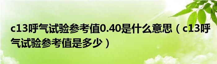 c13呼气试验参考值0.40是什么意思（c13呼气试验参考值是多少）