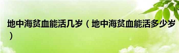 地中海贫血能活几岁（地中海贫血能活多少岁）