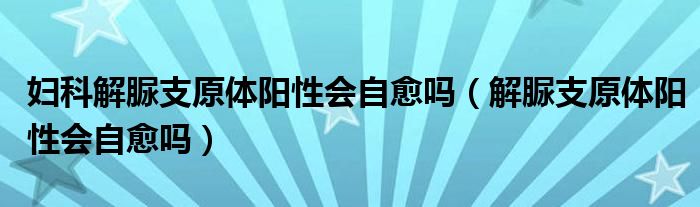 妇科解脲支原体阳性会自愈吗（解脲支原体阳性会自愈吗）