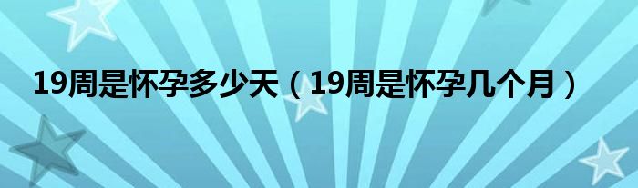 19周是怀孕多少天（19周是怀孕几个月）