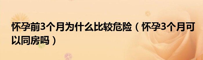 怀孕前3个月为什么比较危险（怀孕3个月可以同房吗）