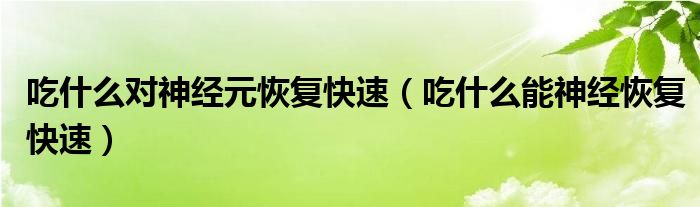 吃什么对神经元恢复快速（吃什么能神经恢复快速）