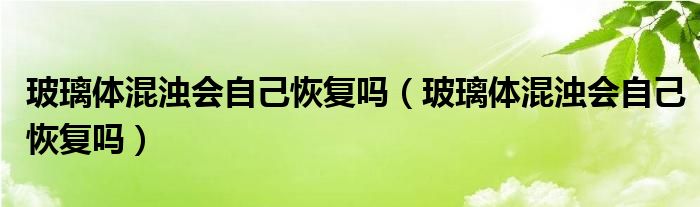 玻璃体混浊会自己恢复吗（玻璃体混浊会自己恢复吗）