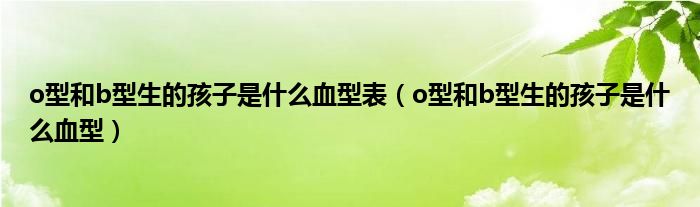 o型和b型生的孩子是什么血型表（o型和b型生的孩子是什么血型）