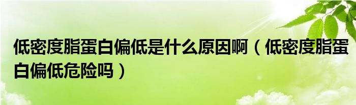 低密度脂蛋白偏低是什么原因啊（低密度脂蛋白偏低危险吗）