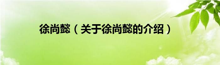 徐尚懿（关于徐尚懿的介绍）