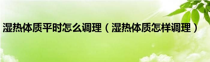 湿热体质平时怎么调理（湿热体质怎样调理）