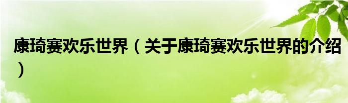 康琦赛欢乐世界（关于康琦赛欢乐世界的介绍）