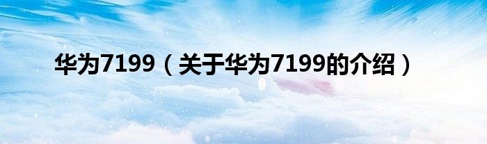 华为7199（关于华为7199的介绍）