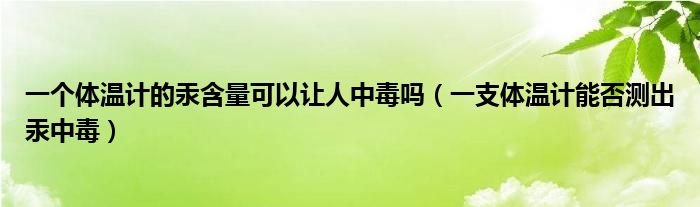 一个体温计的汞含量可以让人中毒吗（一支体温计能否测出汞中毒）