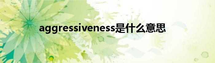 aggressiveness是什么意思