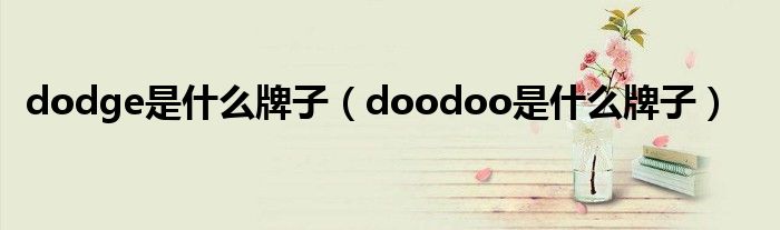 dodge是什么牌子（doodoo是什么牌子）