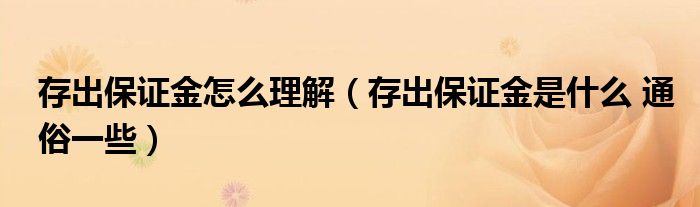 存出保证金怎么理解（存出保证金是什么 通俗一些）