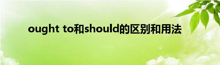 ought to和should的区别和用法