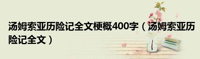 汤姆索亚历险记全文梗概400字（汤姆索亚历险记全文）