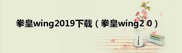 拳皇wing2019下载（拳皇wing2 0）