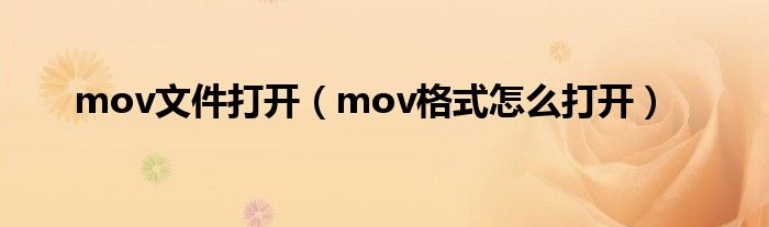 mov文件打开（mov格式怎么打开）