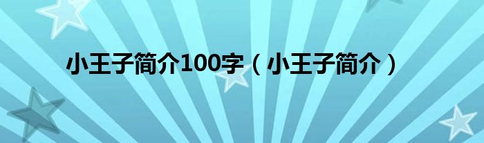 小王子简介100字（小王子简介）