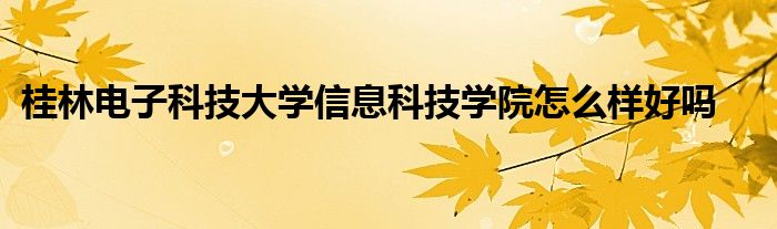 桂林电子科技大学信息科技学院怎么样好吗