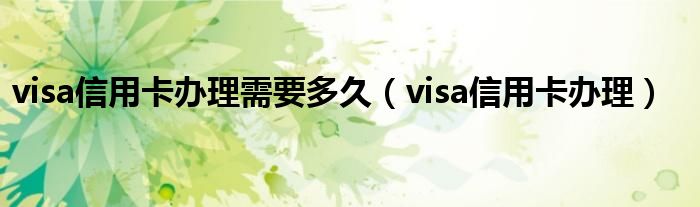 visa信用卡办理需要多久（visa信用卡办理）