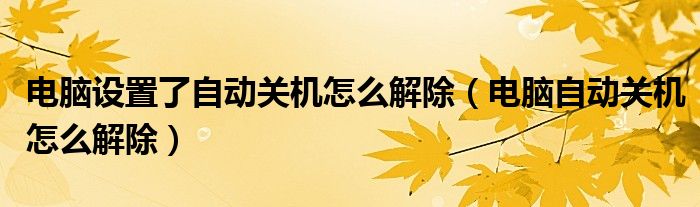 电脑设置了自动关机怎么解除（电脑自动关机怎么解除）