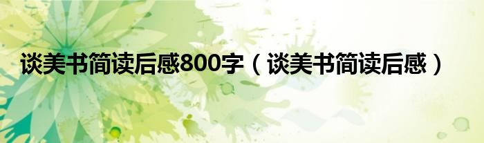 谈美书简读后感800字（谈美书简读后感）