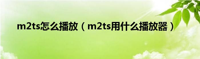 m2ts怎么播放（m2ts用什么播放器）