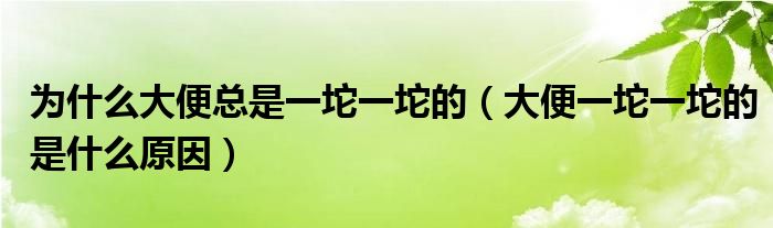 为什么大便总是一坨一坨的（大便一坨一坨的是什么原因）