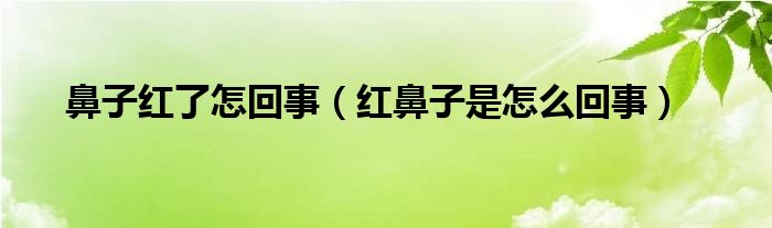 鼻子红了怎回事（红鼻子是怎么回事）