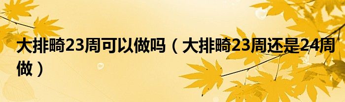 大排畸23周可以做吗（大排畸23周还是24周做）