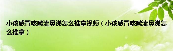 小孩感冒咳嗽流鼻涕怎么推拿视频（小孩感冒咳嗽流鼻涕怎么推拿）