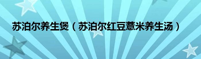 苏泊尔养生煲（苏泊尔红豆薏米养生汤）