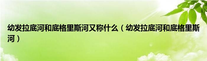 幼发拉底河和底格里斯河又称什么（幼发拉底河和底格里斯河）