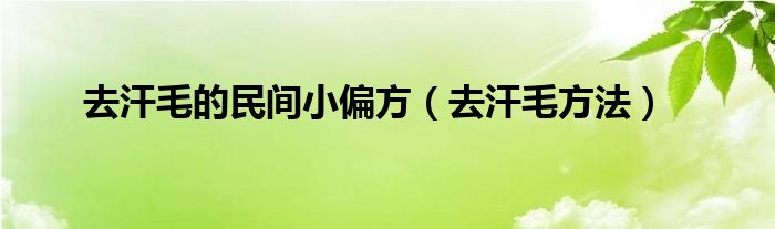 去汗毛的民间小偏方（去汗毛方法）