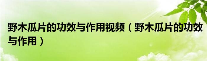 野木瓜片的功效与作用视频（野木瓜片的功效与作用）