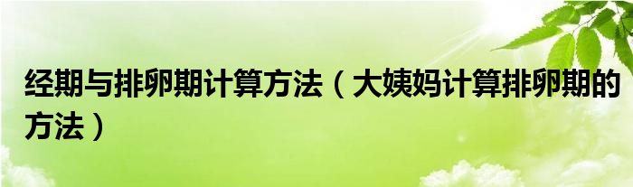 经期与排卵期计算方法（大姨妈计算排卵期的方法）