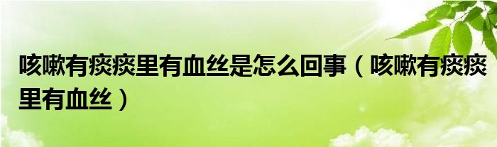 咳嗽有痰痰里有血丝是怎么回事（咳嗽有痰痰里有血丝）