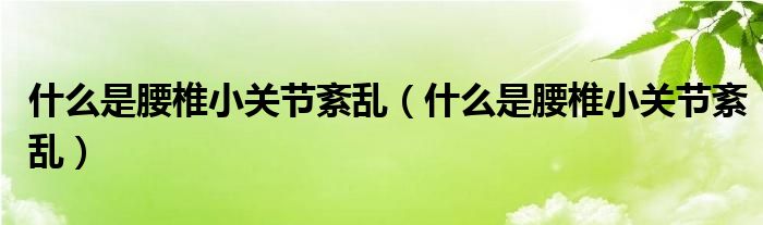 什么是腰椎小关节紊乱（什么是腰椎小关节紊乱）